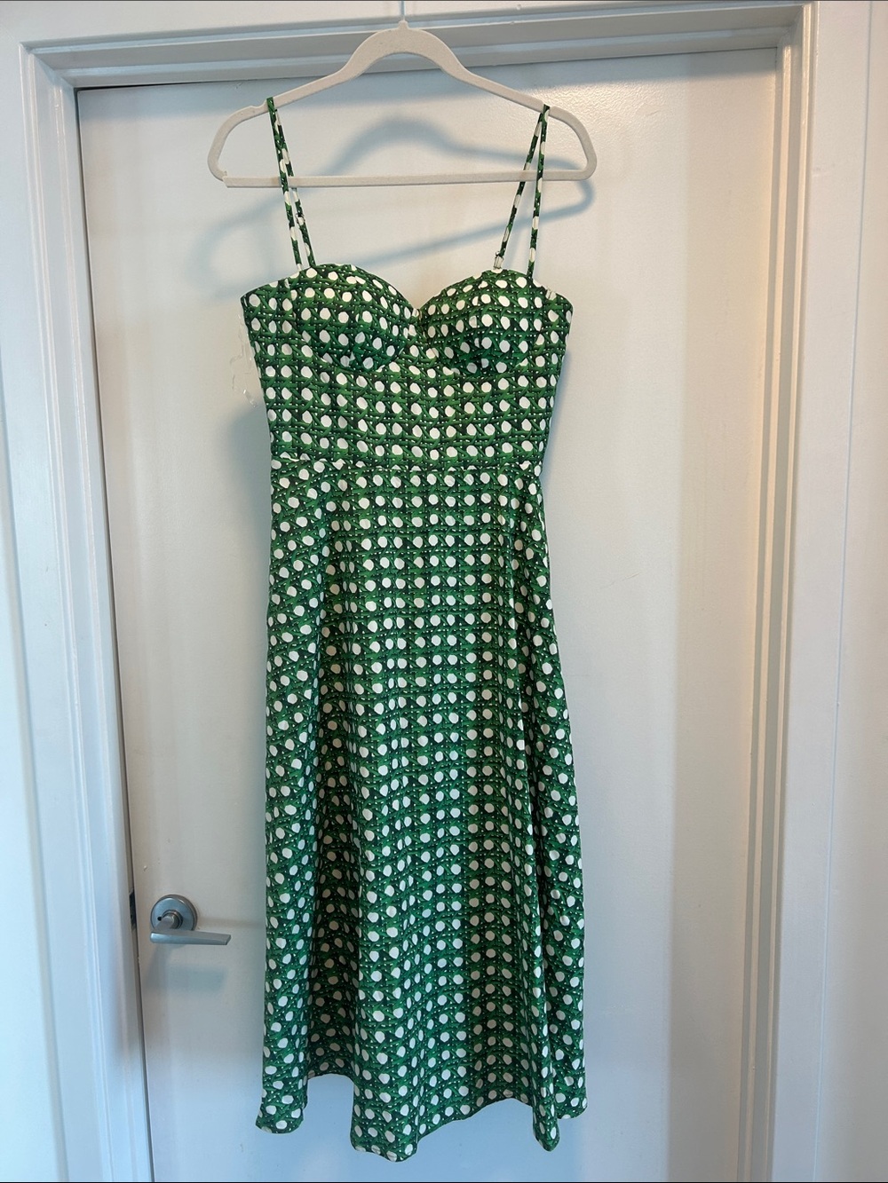 Green Wicker Print Fit-and-Flare Sundress